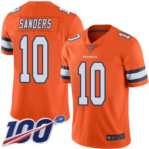 Men Denver Broncos #10 Emmanuel Sanders Limited Orange Rush Vapor Untouchable 100th Season Football NFL Jersey